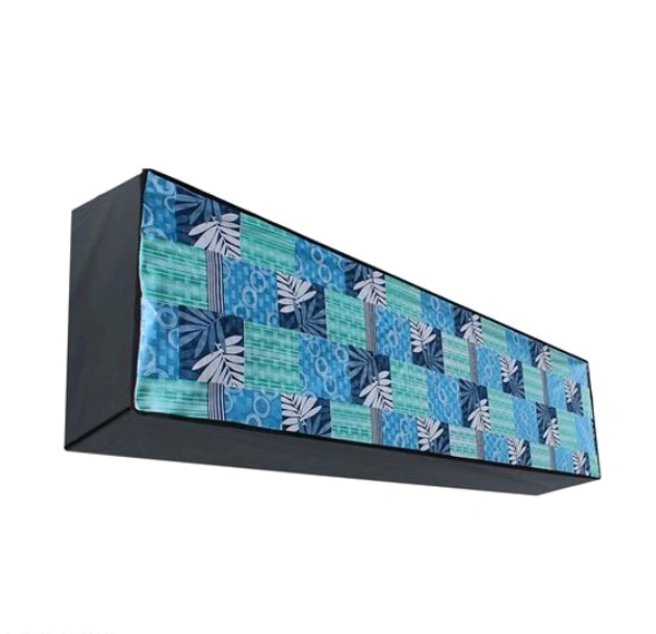 Light Blue Color Printed PVC 2 TON AC Cover For Split - 2 Ton, Light Blue, PVC, Pack of1